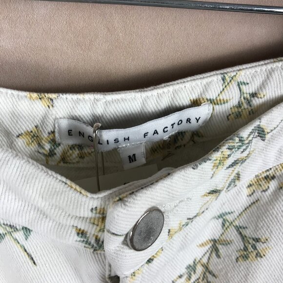 ENGLISH FACTORY Floral Wide Leg White CROP JEANS Size MEDIUM - Picture 7 of 9